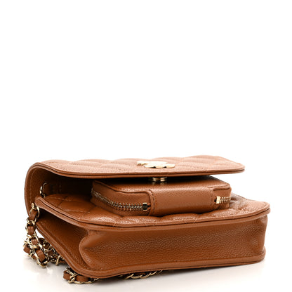 Chanel Caviar Quilted Business Affinity Clutch With Chain Flap Camel 4 of 12