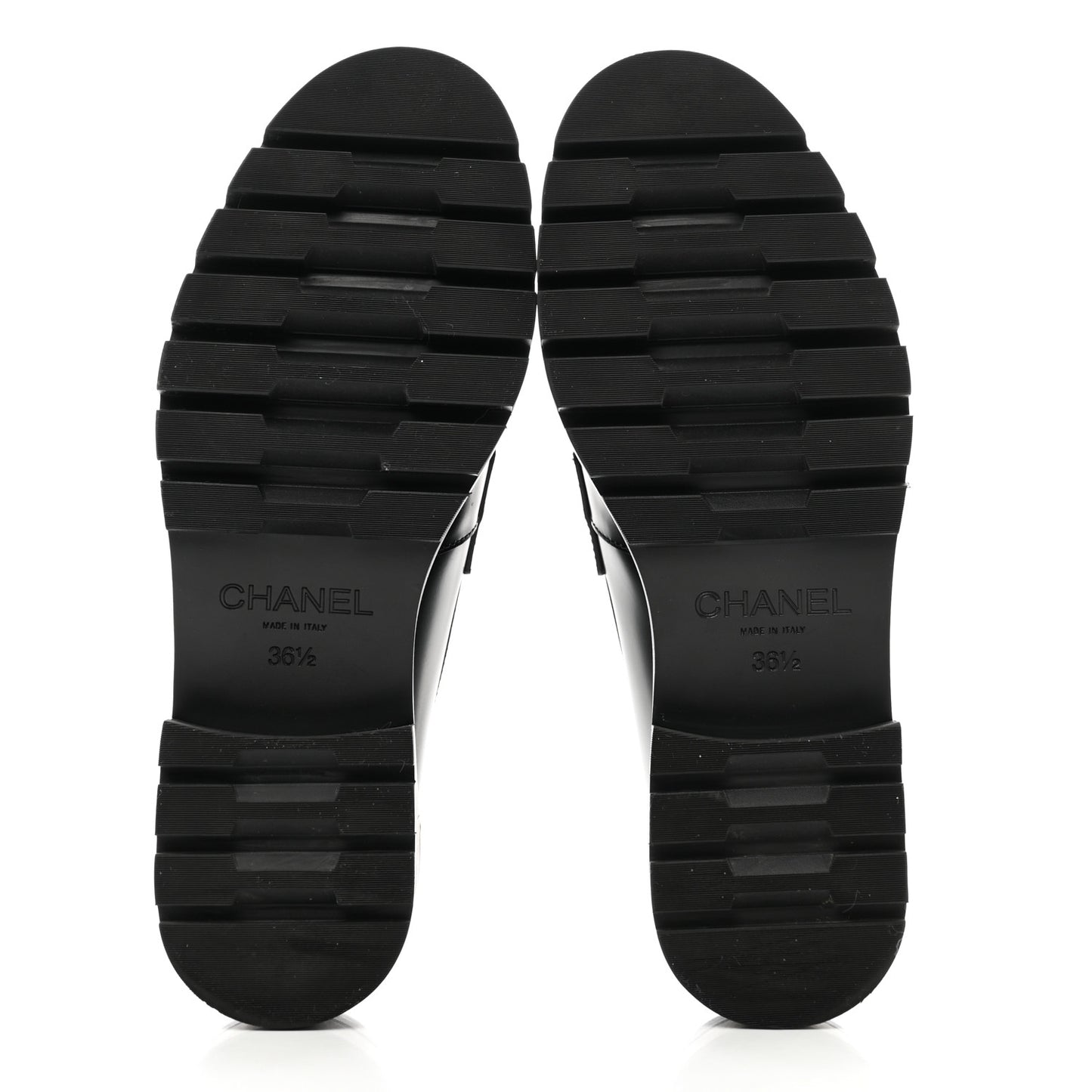 Calfskin Metal CC Loafers 36.5 Black