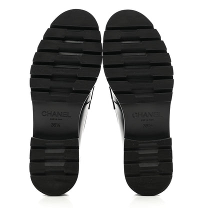 Chanel Calfskin Metal CC Loafers 36.5 Black 5 of 8
