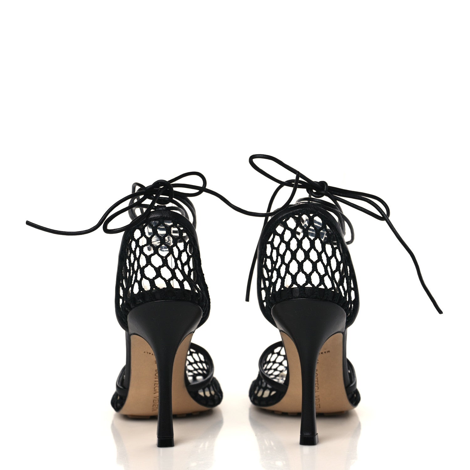 Bottega Veneta Mesh Nappa Stretch Ankle Tie Sandals 38 Black 5 of 9