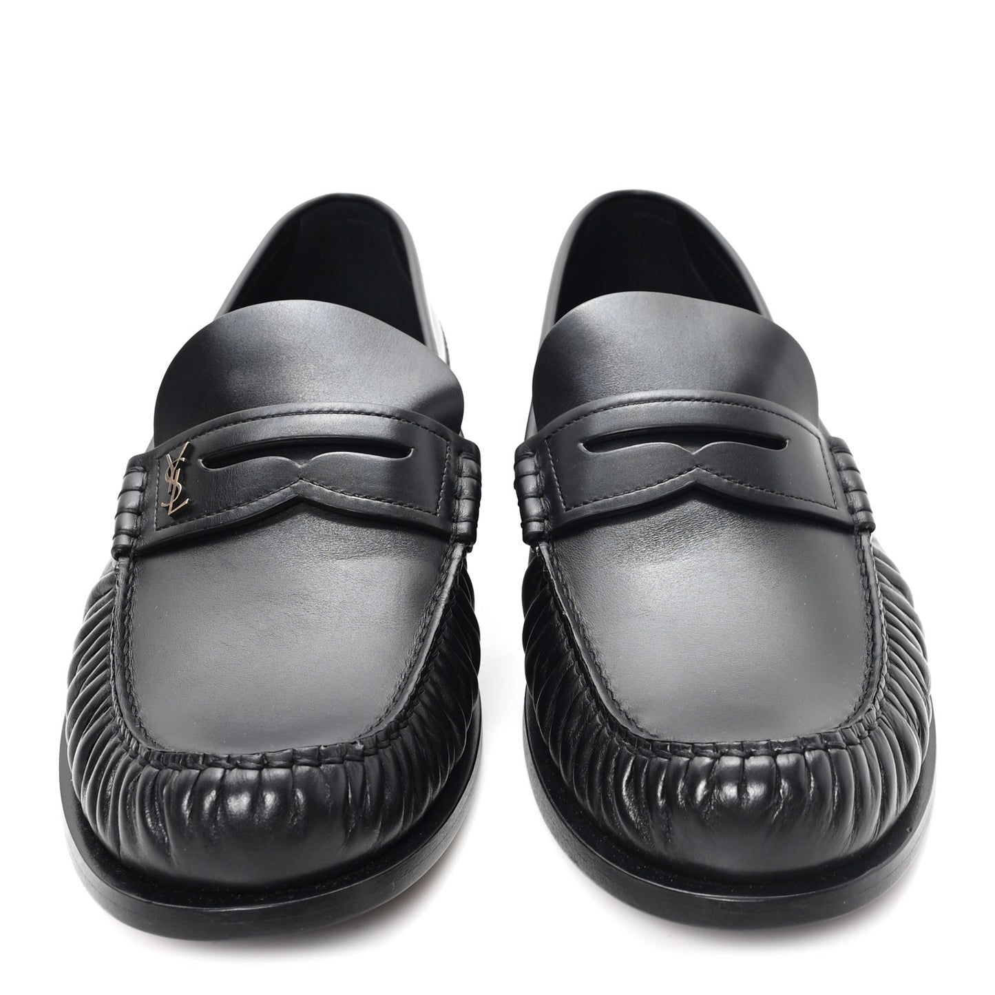 Calfskin Mens Laurent Penny Loafers 45 Black