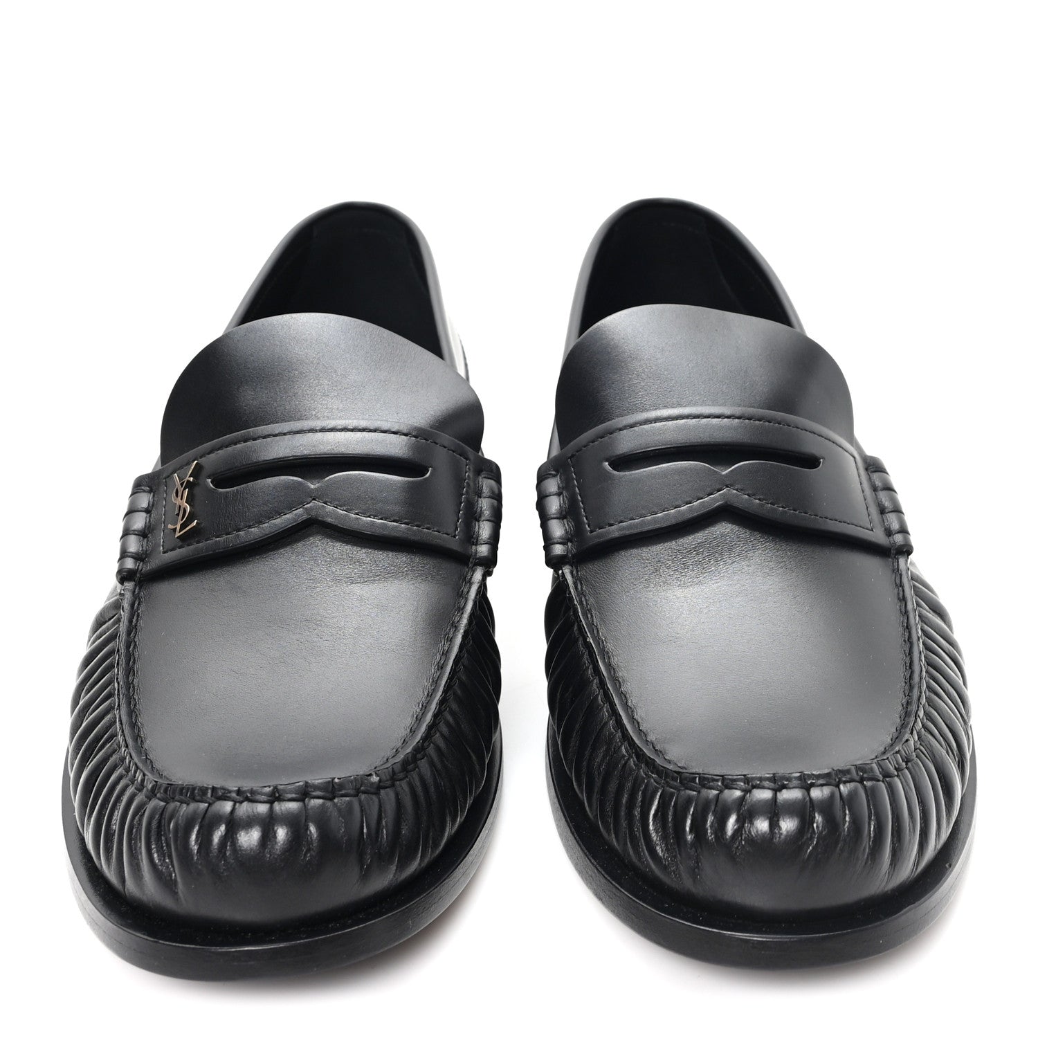 Saint Laurent Calfskin Mens Laurent Penny Loafers 45 Black 2 of 10