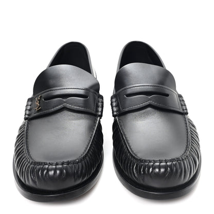 Saint Laurent Calfskin Mens Laurent Penny Loafers 45 Black 2 of 10