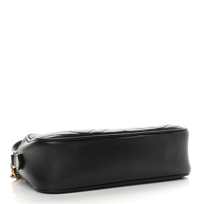 Gucci Calfskin Matelasse Small GG Marmont Chain Shoulder Bag Black 4 of 9