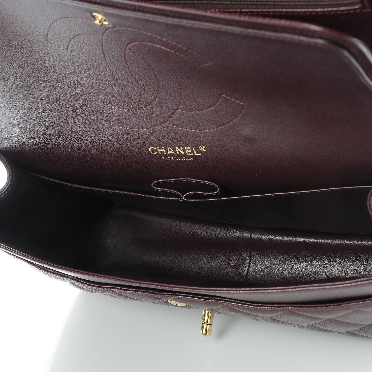 Chanel Caviar Quilted Jumbo Double Flap Burgundy 6 of 9