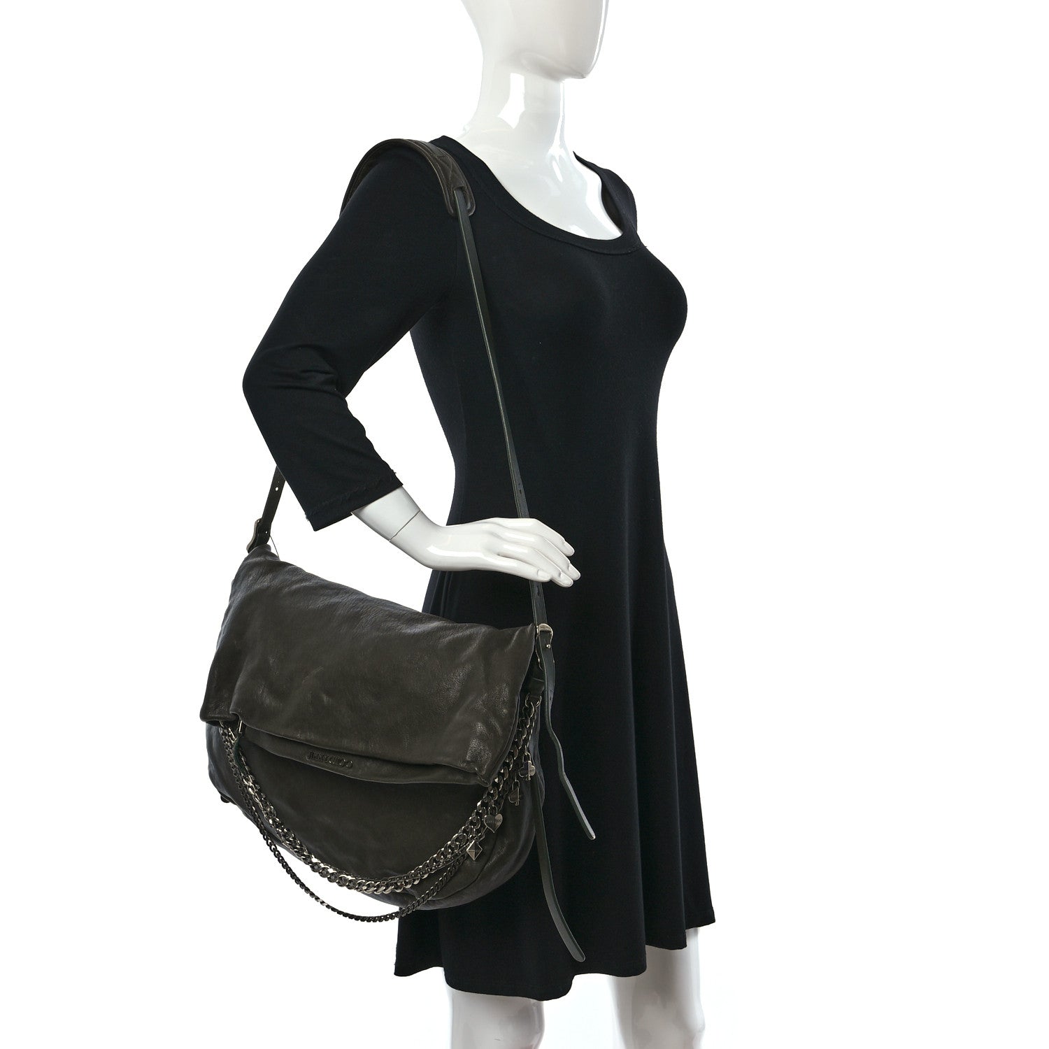 Jimmy Choo Soft Vachetta Small Biker Saddle Chain Satchel Green 3 of 20