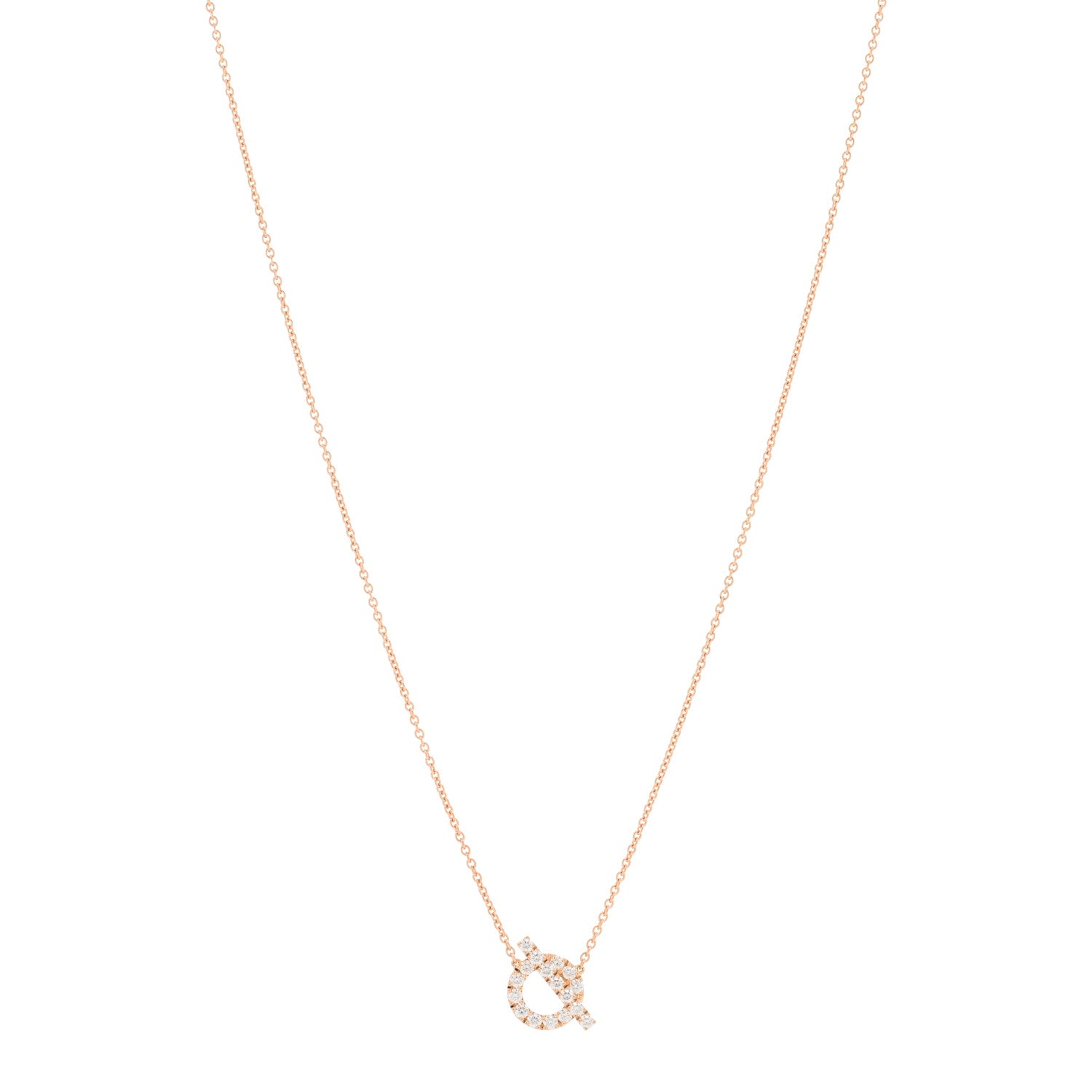 Hermes 18K Rose Gold Diamond Finesse Pendant Necklace 1 of 4