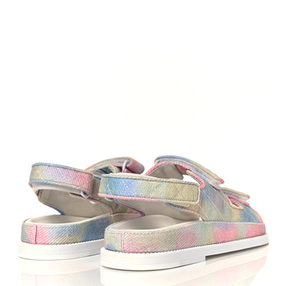 Chanel Printed Fabric Quilted Dad Sandals 36.5 Green Pink Blue 4 of 8