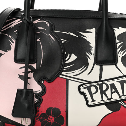 Prada Grace Lux Comic Print Bowler Bag Fuoco Black 8 of 11