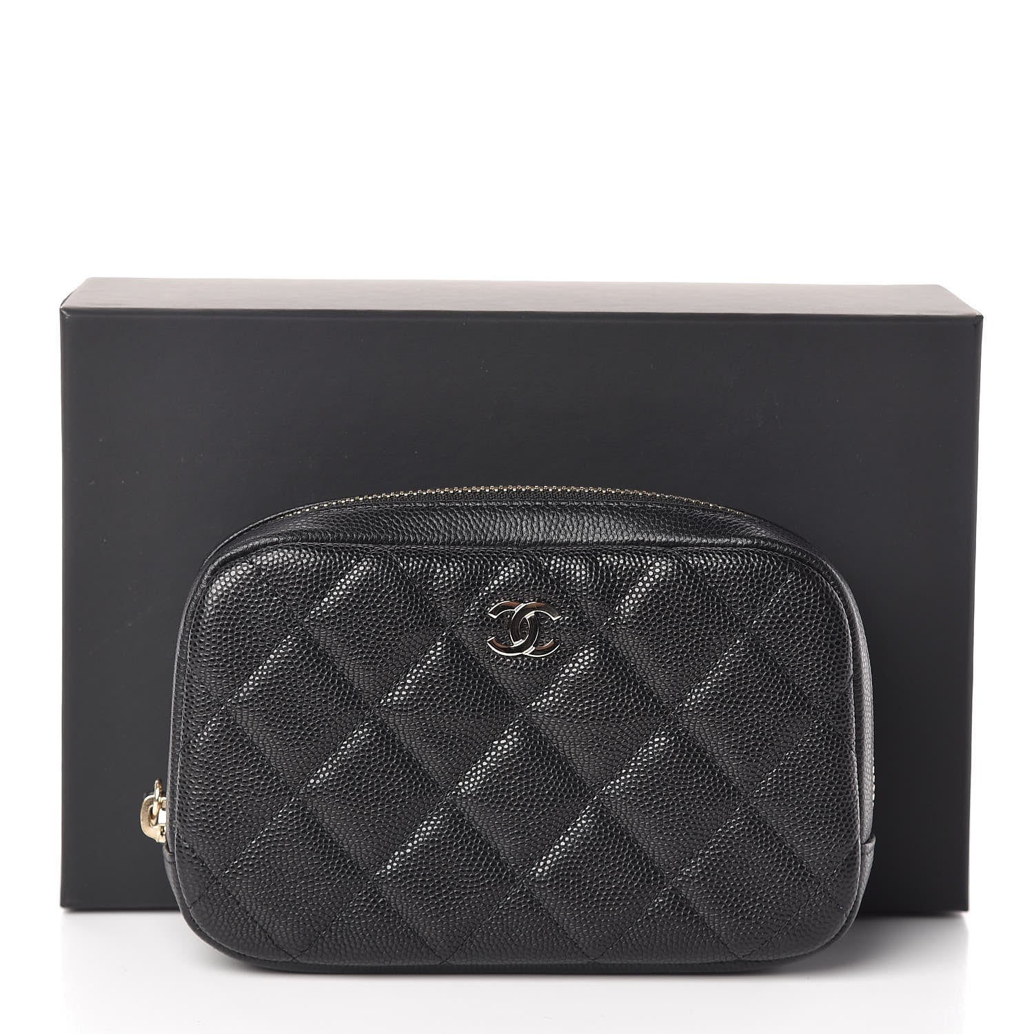 Chanel Caviar Quilted Small Curvy Pouch Cosmetic Case Black 8 of 8