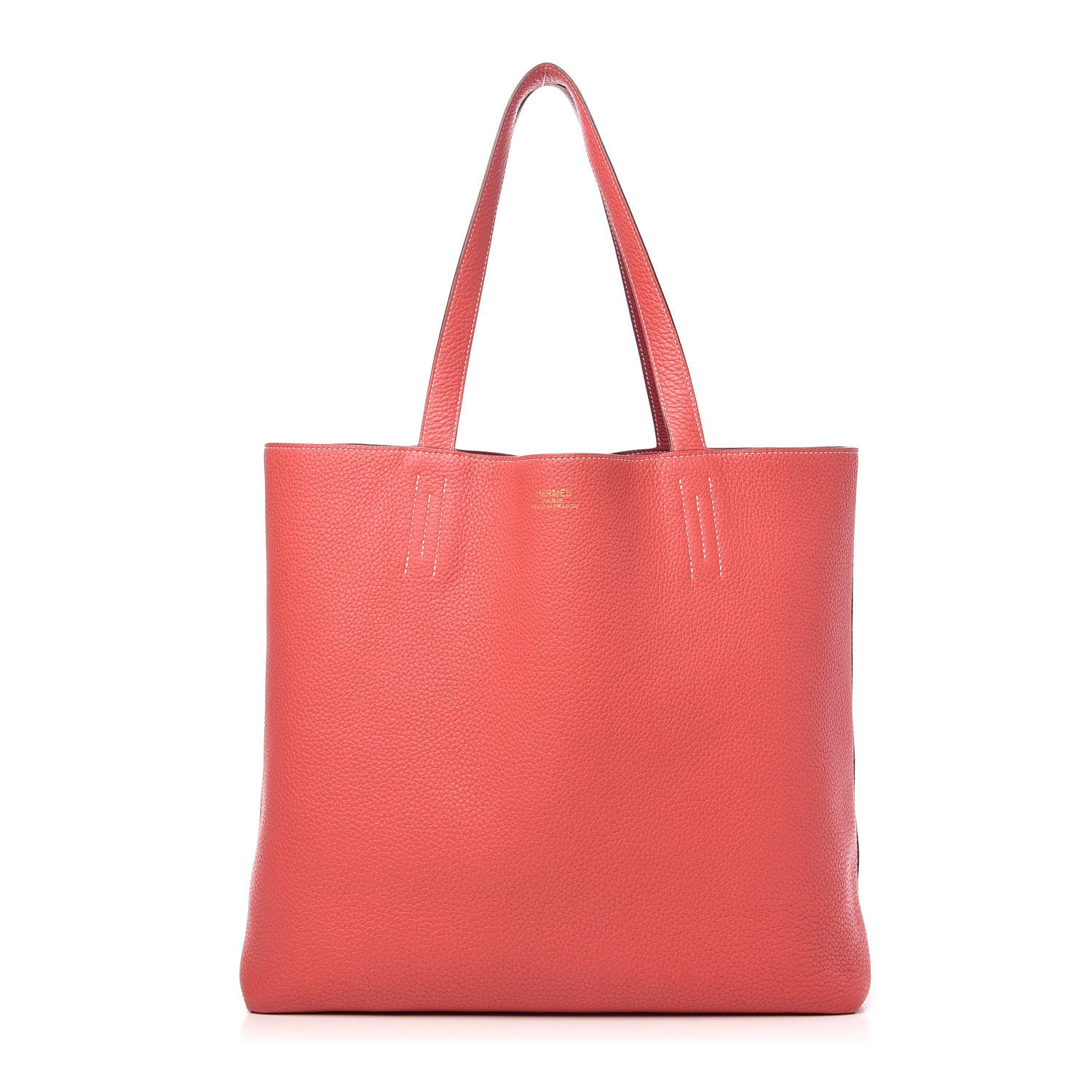 Hermes Taurillon Clemence Double Sens 45 Reversible Tote Rubis Bougainvillea 1 of 9