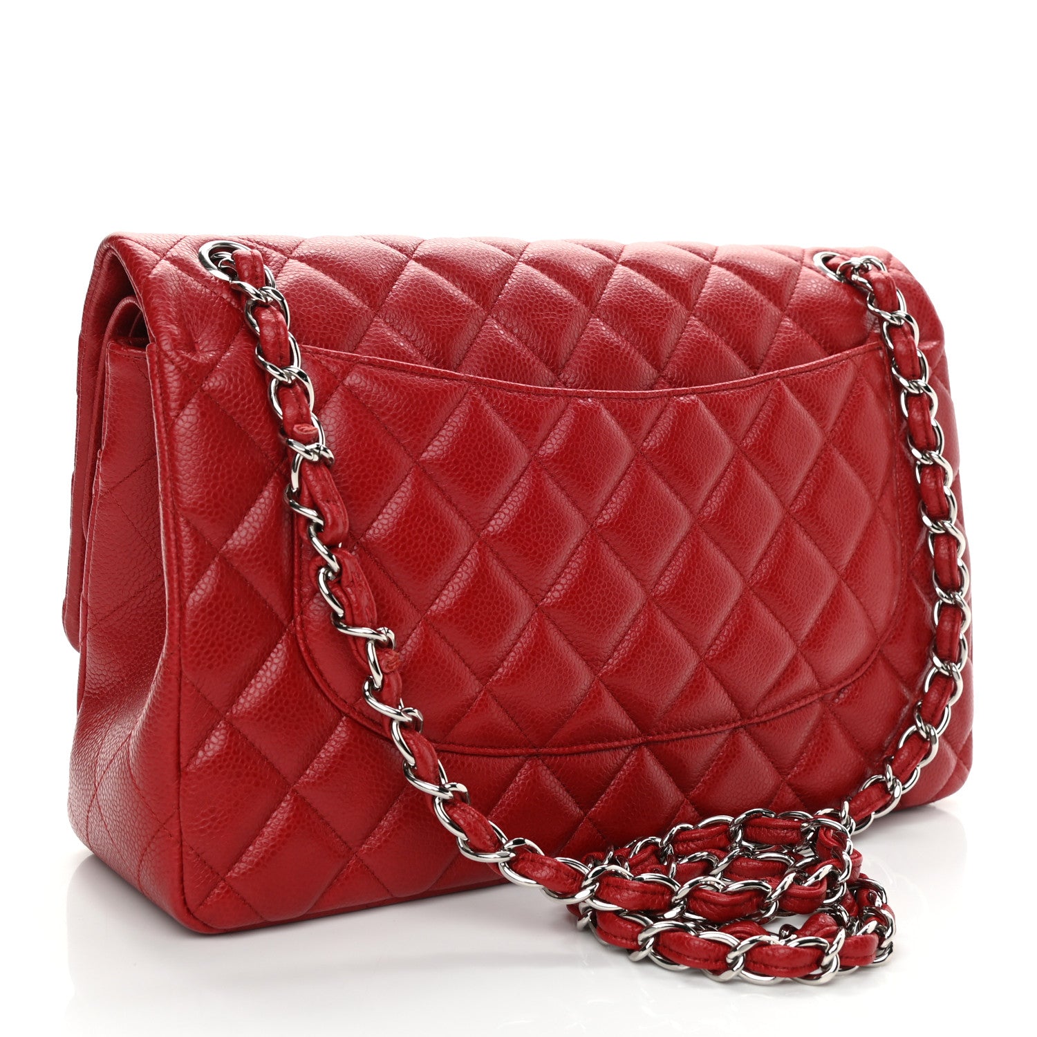 Chanel Caviar Quilted Jumbo Double Flap Red 3 of 9
