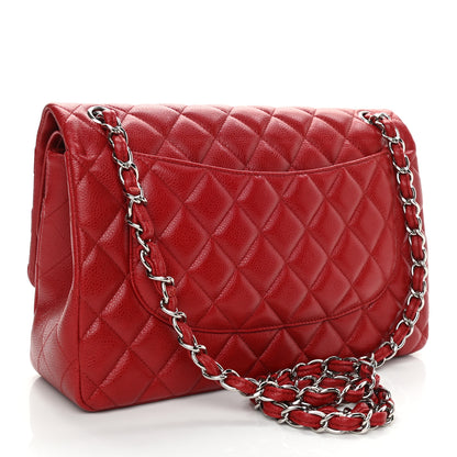 Chanel Caviar Quilted Jumbo Double Flap Red 3 of 9