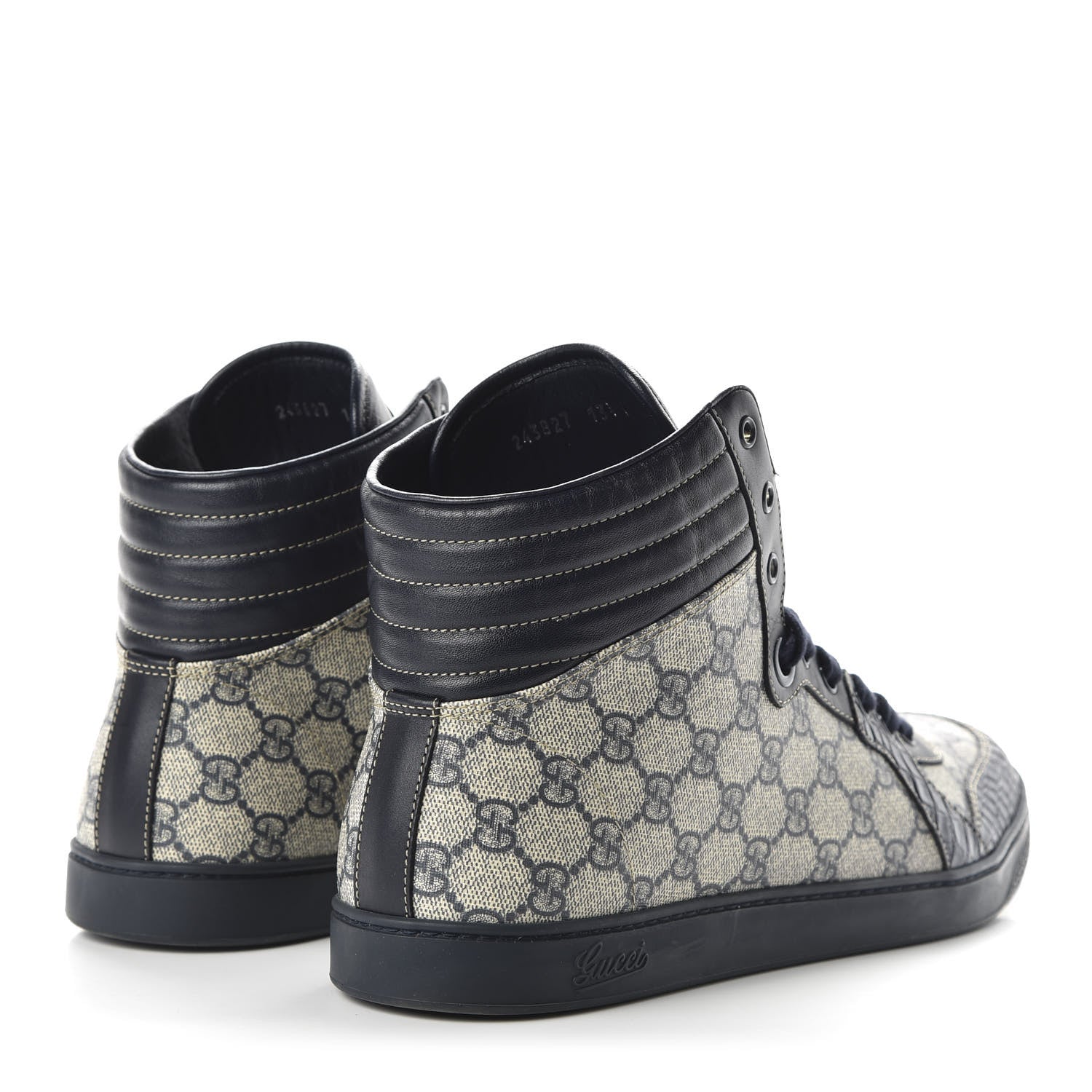 Gucci GG Plus Monogram Crocodile Mens Coda Sneakers 13.5 Blue 4 of 8