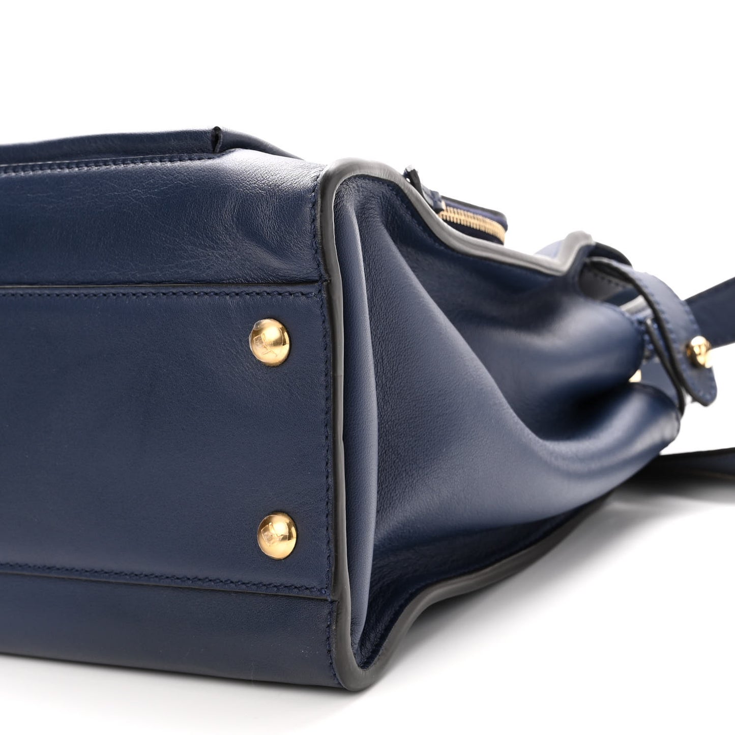 Vitello Seta Shiny Nappa Medium 3 Pocket Peekaboo Iconic Satchel Blueberry