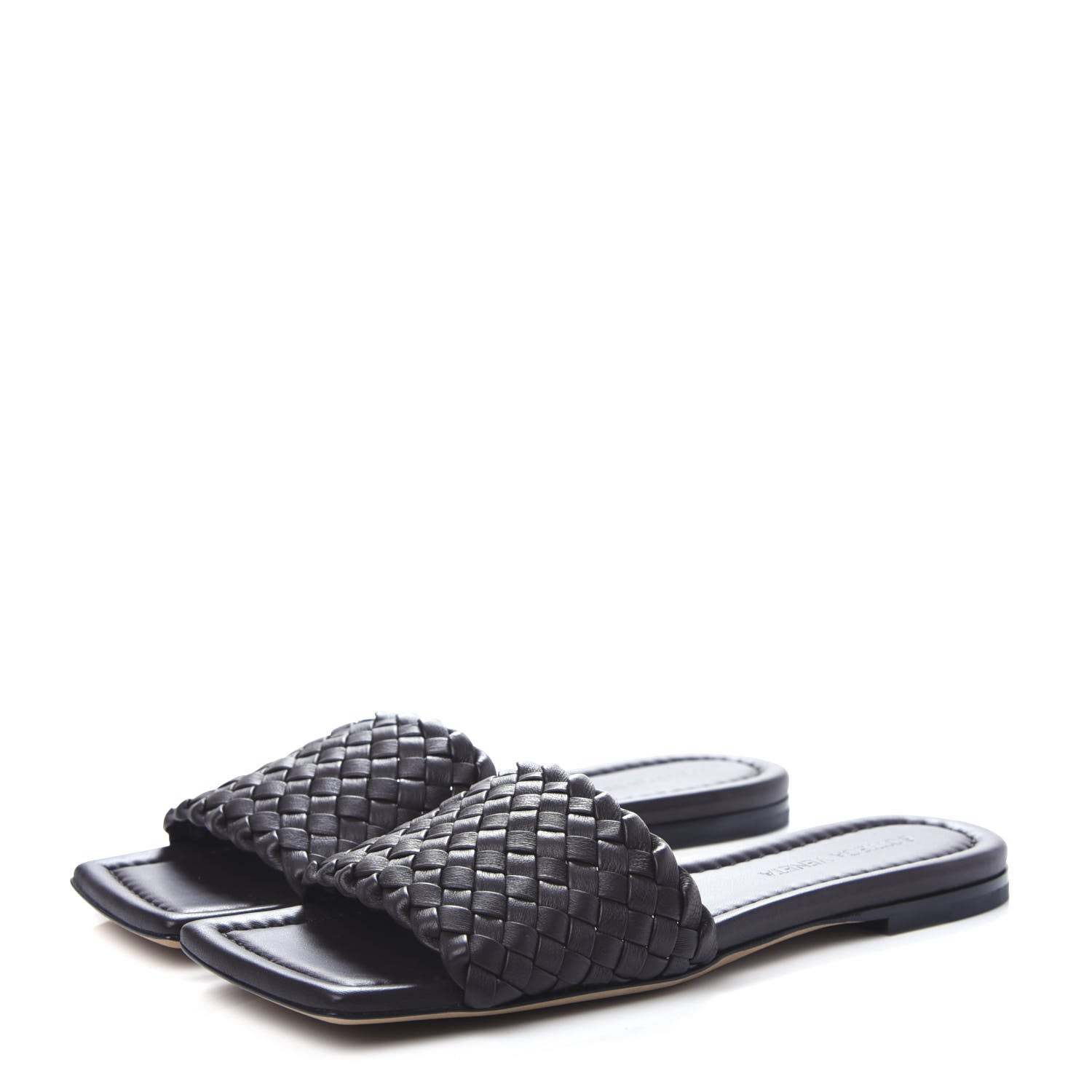 Bottega Veneta Nappa Intrecciato Squared Toe Flat Sandals 36 Espresso 3 of 10