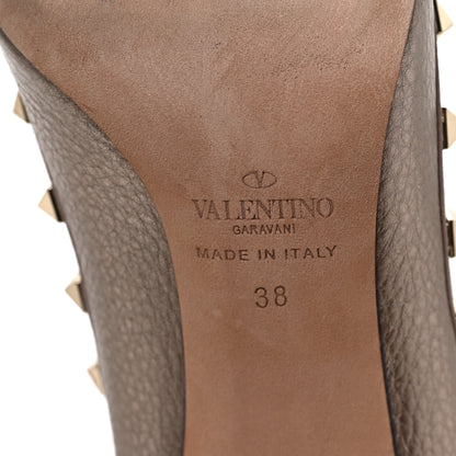 Valentino Garavani Metallic Pebbled Calfskin Rockstud 100mm Pumps 38 Sasso Poudre 6 of 8