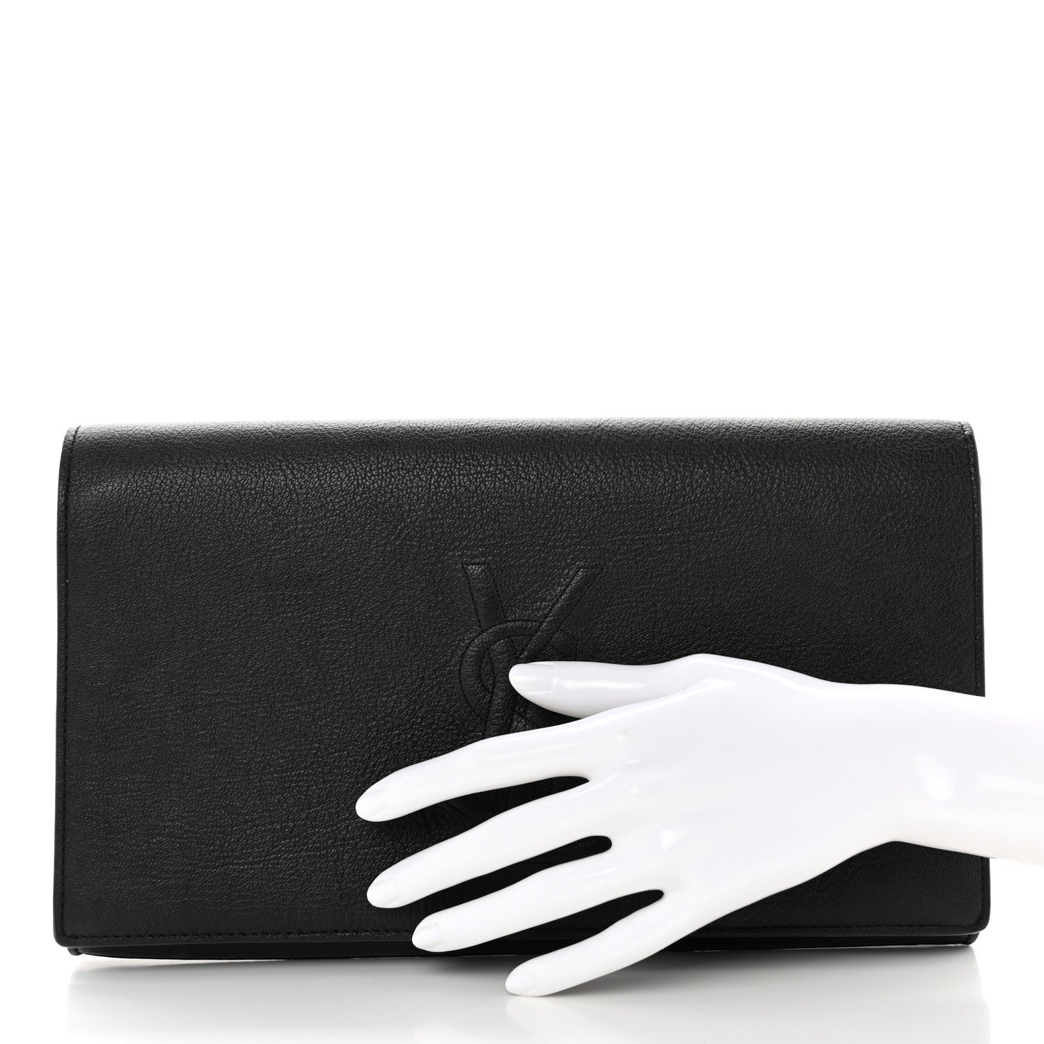 Saint Laurent Goatskin Monogram Large Belle De Jour Clutch Black 2 of 9