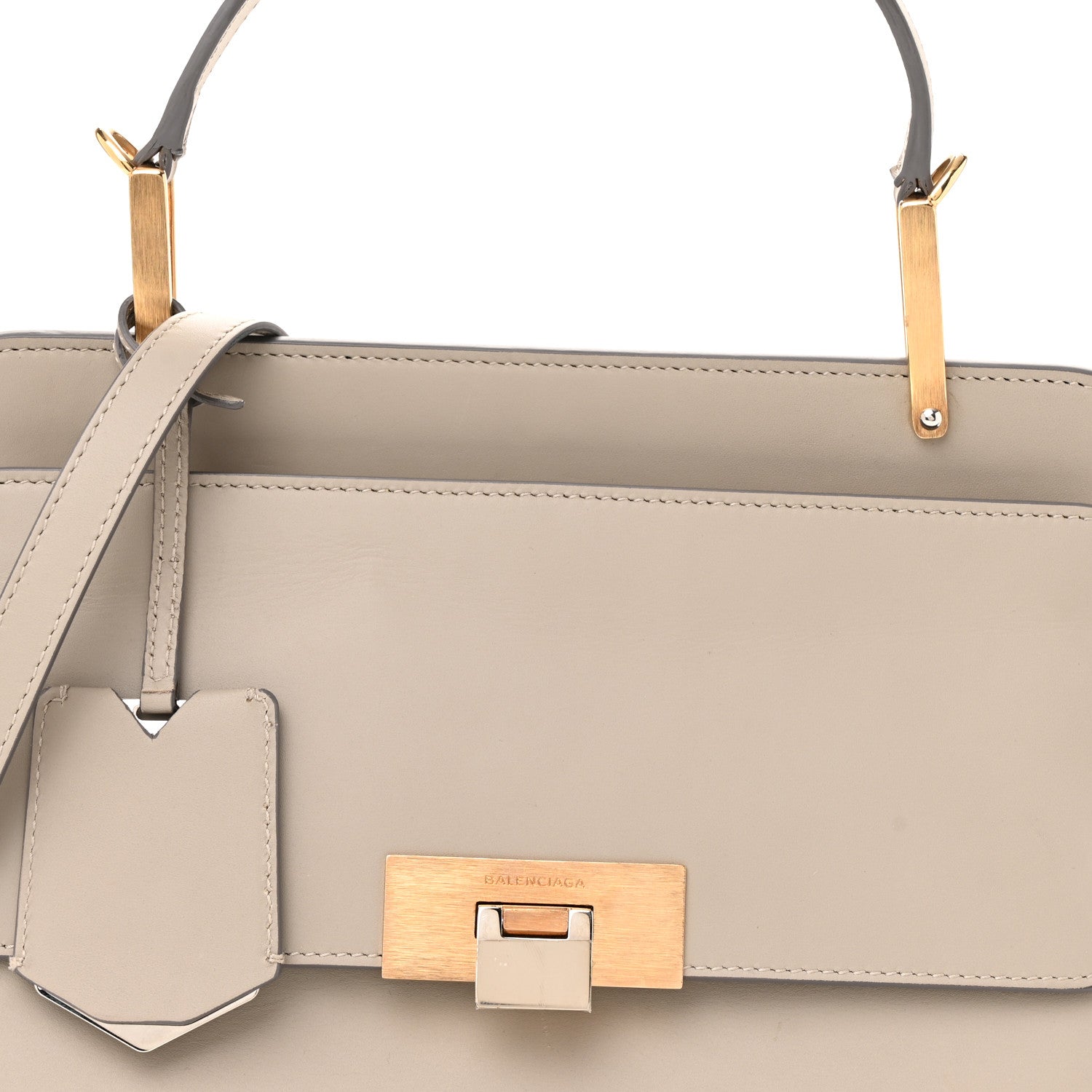 Balenciaga Smooth Calfskin Le Dix S Cartable Shoulder Bag Pearl Grey 8 of 14