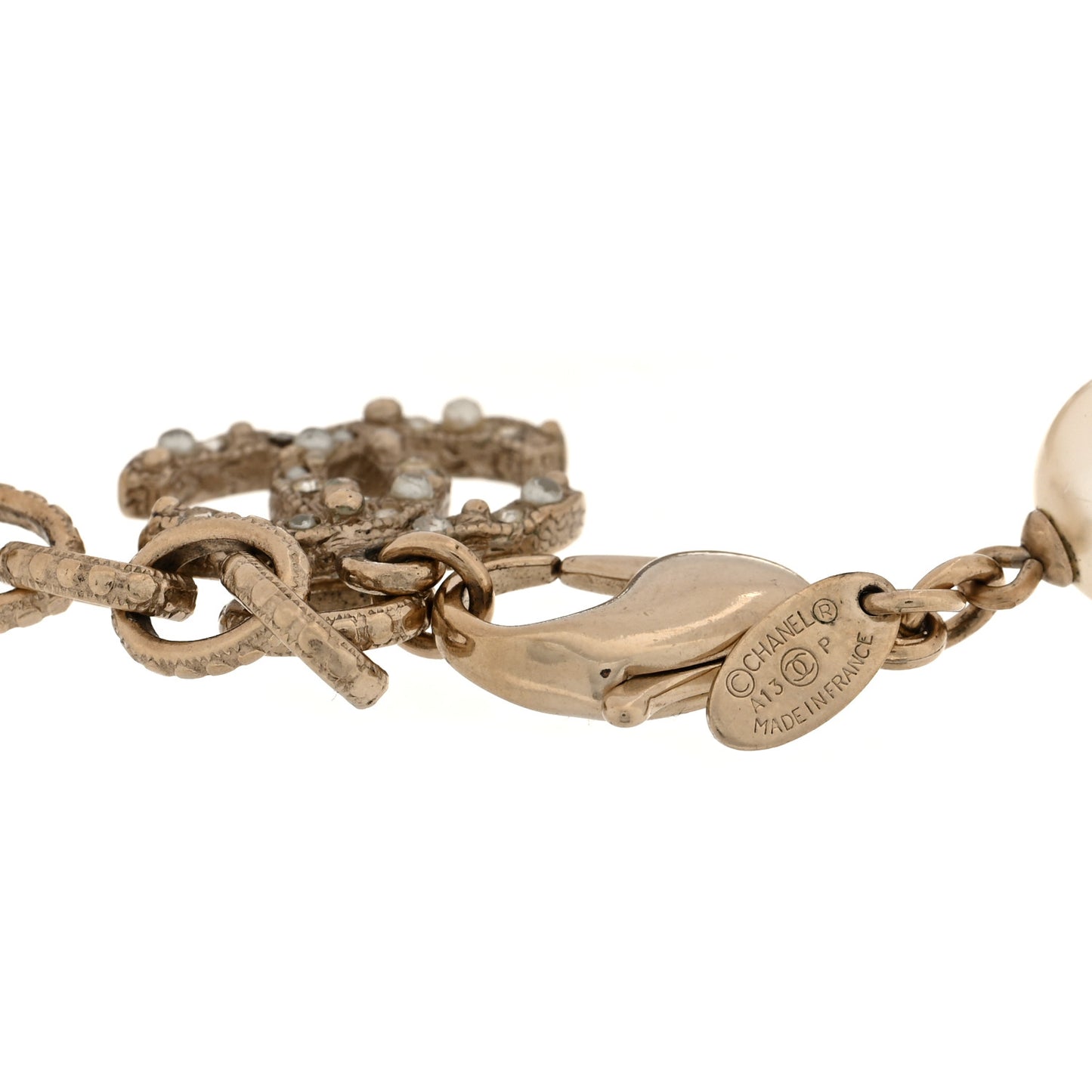 Swarovski Crystal Pearl Camellia CC Bracelet Gold