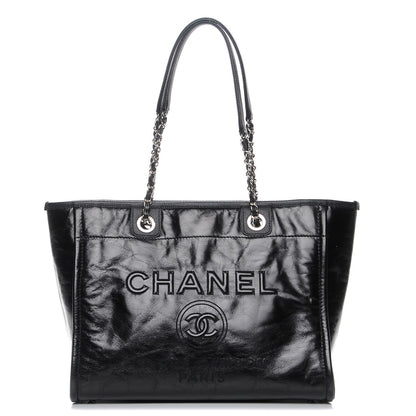 Chanel Glazed Calfskin Small Deauville Tote Black 1 of 8