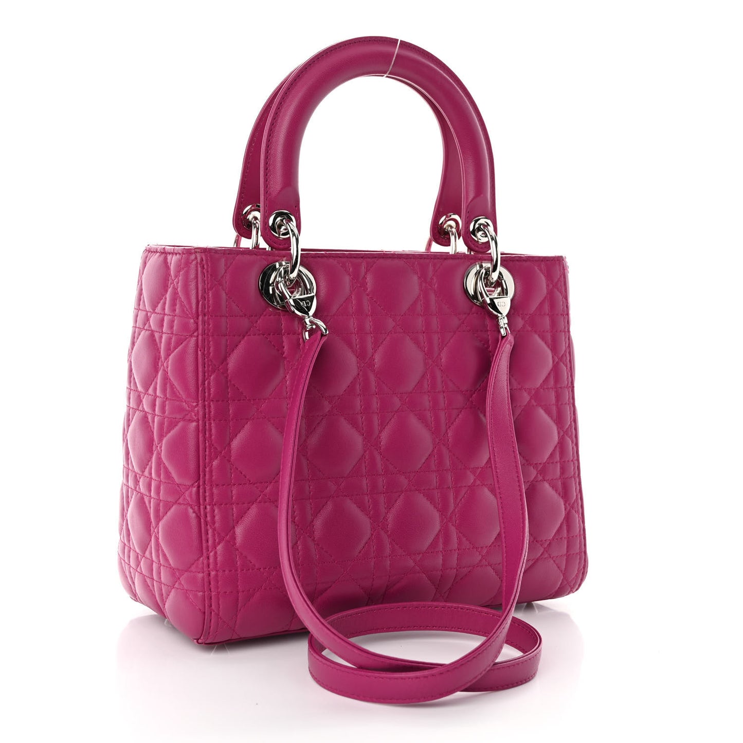 Lambskin Cannage Medium Lady Dior Fuchsia