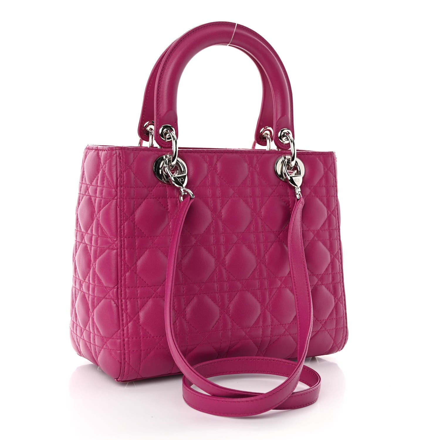 Christian Dior Lambskin Cannage Medium Lady Dior Fuchsia 3 of 9