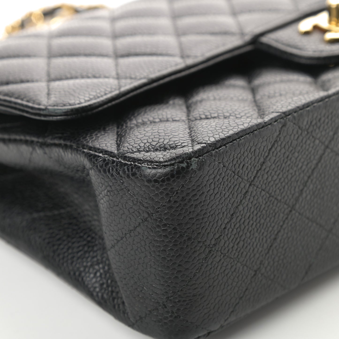 Caviar Quilted Medium Double Flap Black