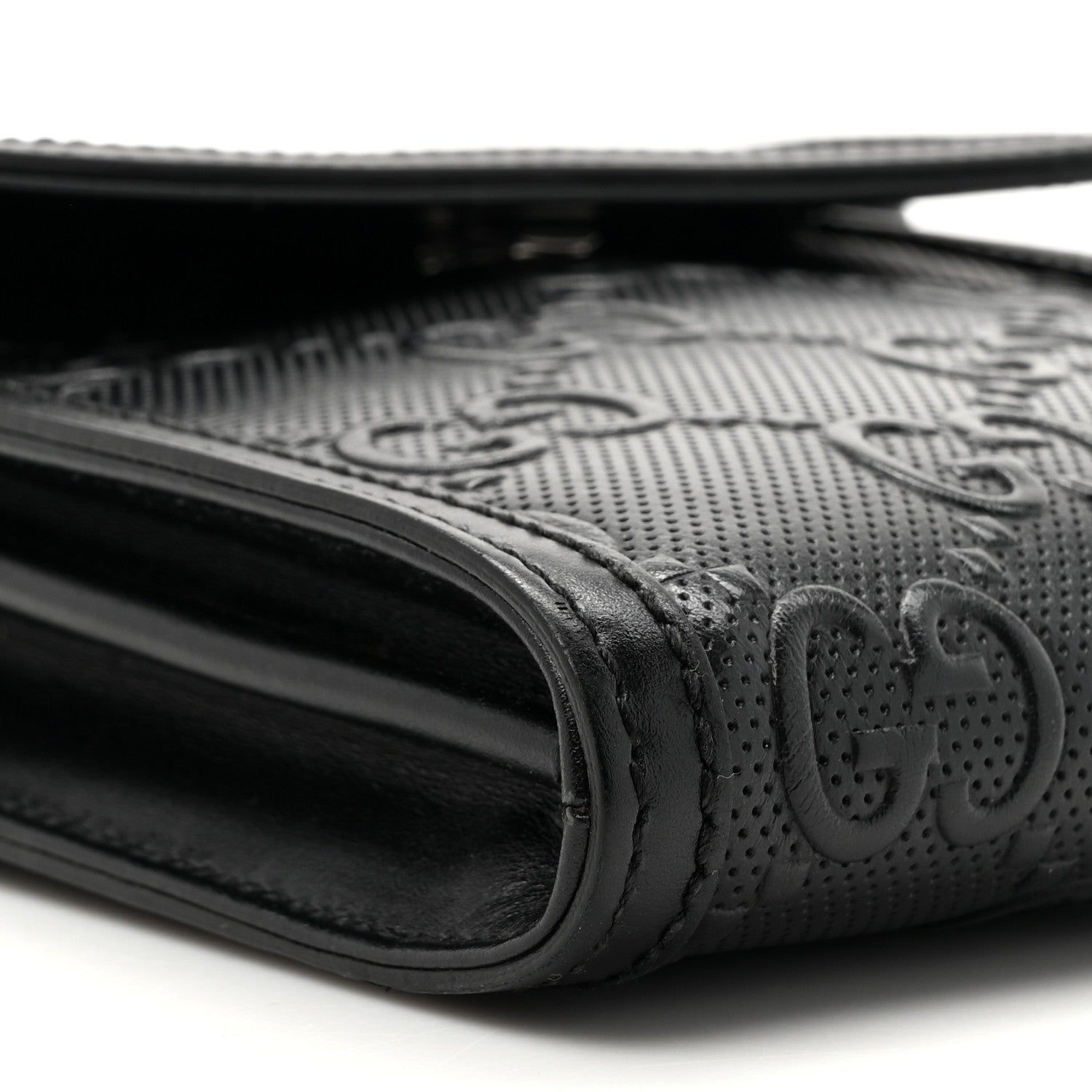 Gucci Calfskin GG Tennis Embossed Messenger Bag Black 11 of 12