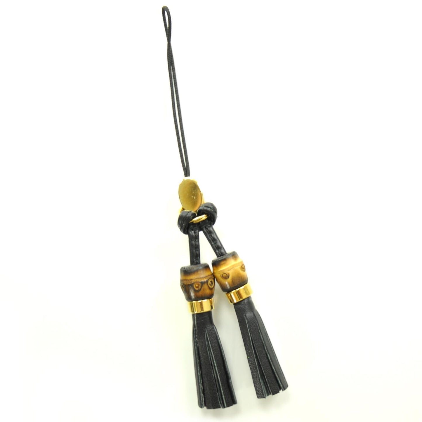 Bamboo Leather Tassel Phone Charm Strap