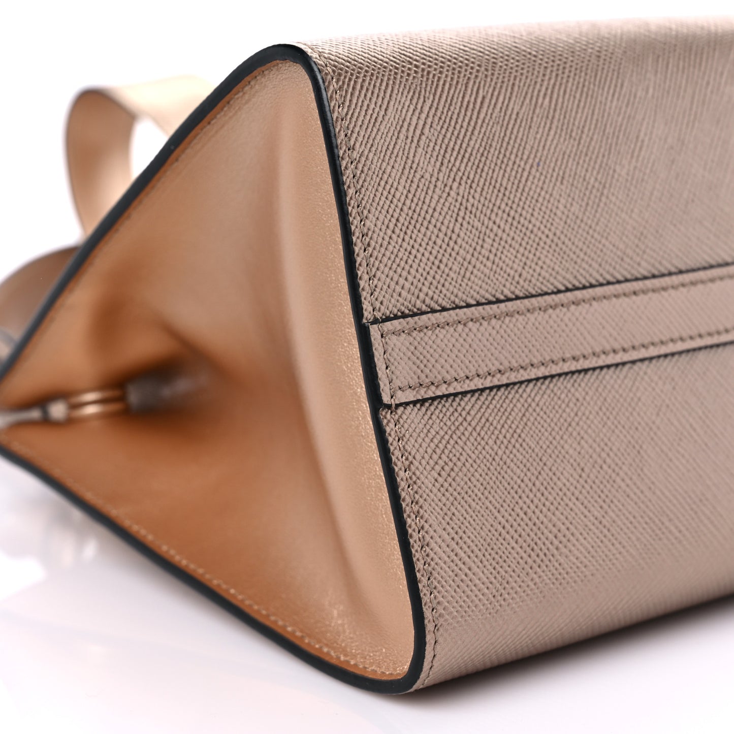 Saffiano Cuir Calfskin Small Monochrome Top Handle Tote Quarzo Mordo