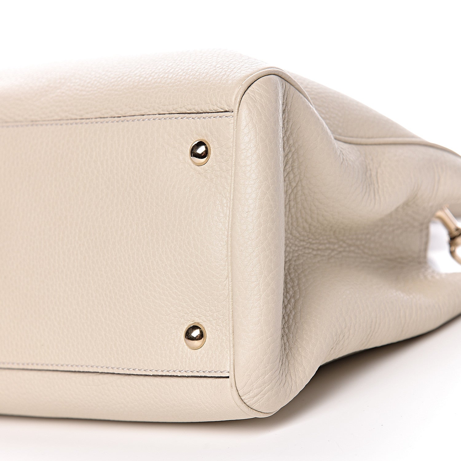 Gucci Pebbled Calfskin Medium Bamboo Shopper Tote Off White 10 of 11