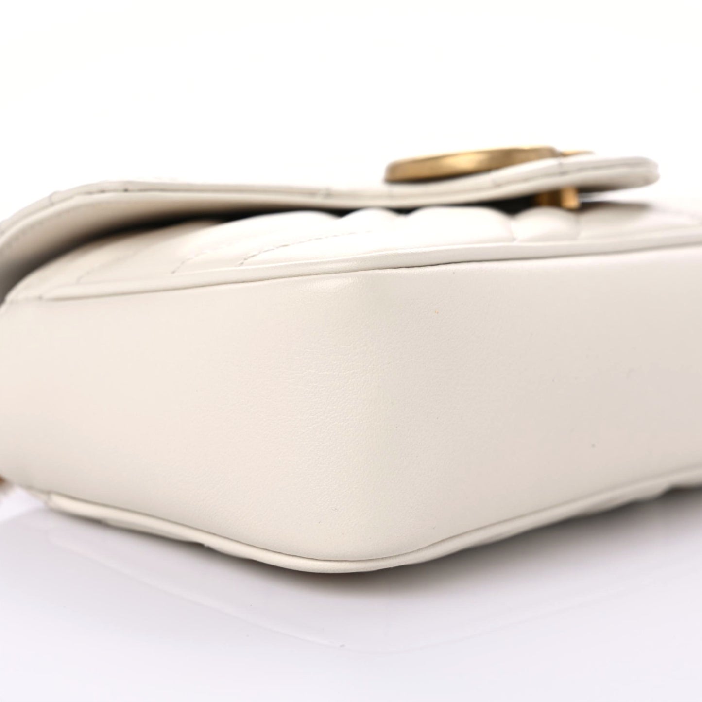 Calfskin Matelasse Super Mini GG Marmont Shoulder Bag White