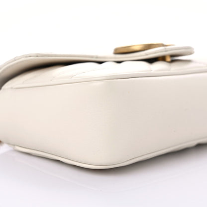 Gucci Calfskin Matelasse Super Mini GG Marmont Shoulder Bag White 5 of 9