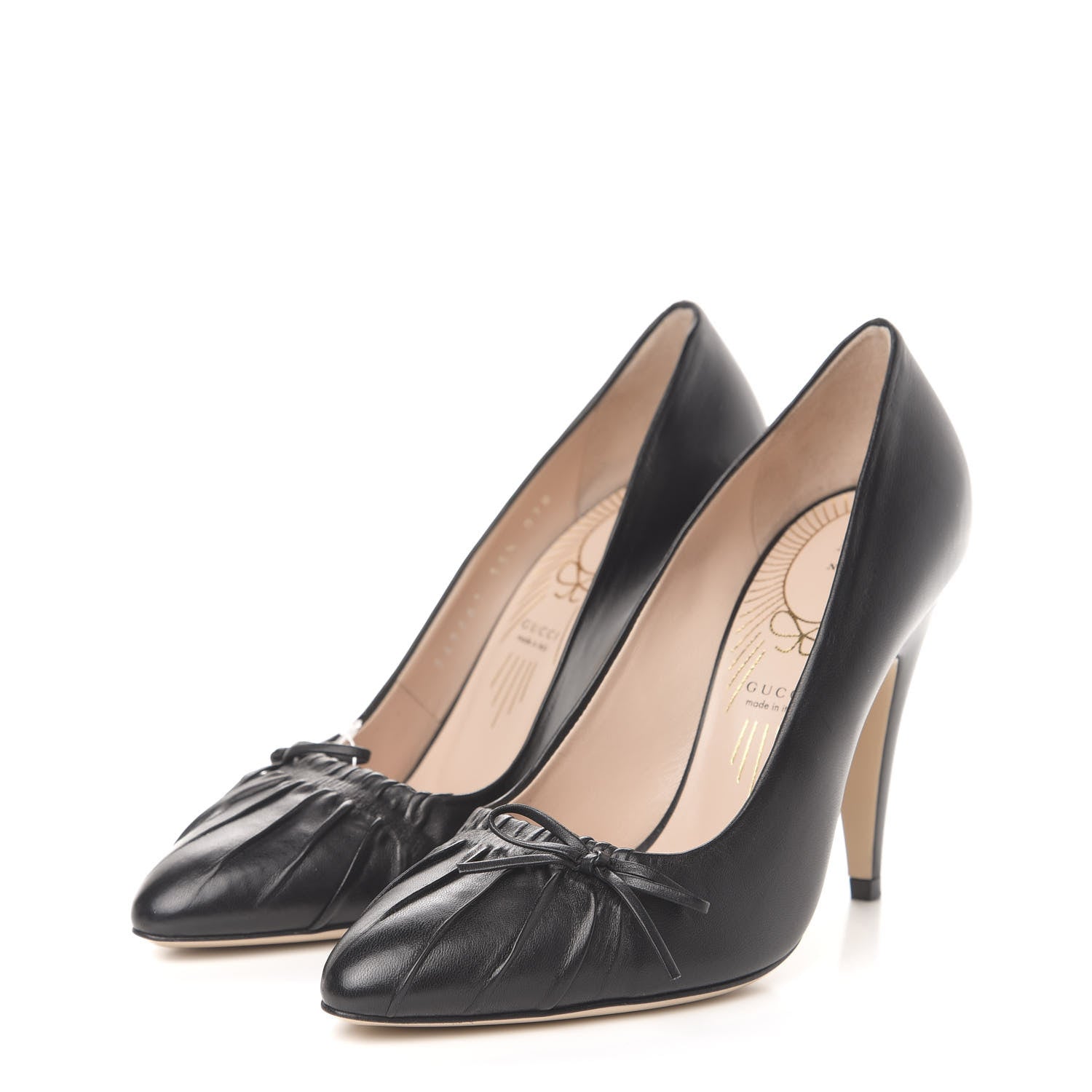 Gucci Nappa Bow High Heel Pumps 35.5 Black 3 of 9