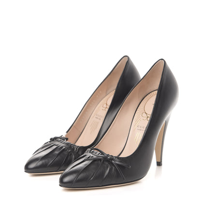 Gucci Nappa Bow High Heel Pumps 35.5 Black 3 of 9