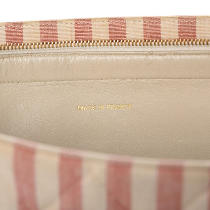 Chanel Canvas Quilted Striped Tote Red White 5 of 11