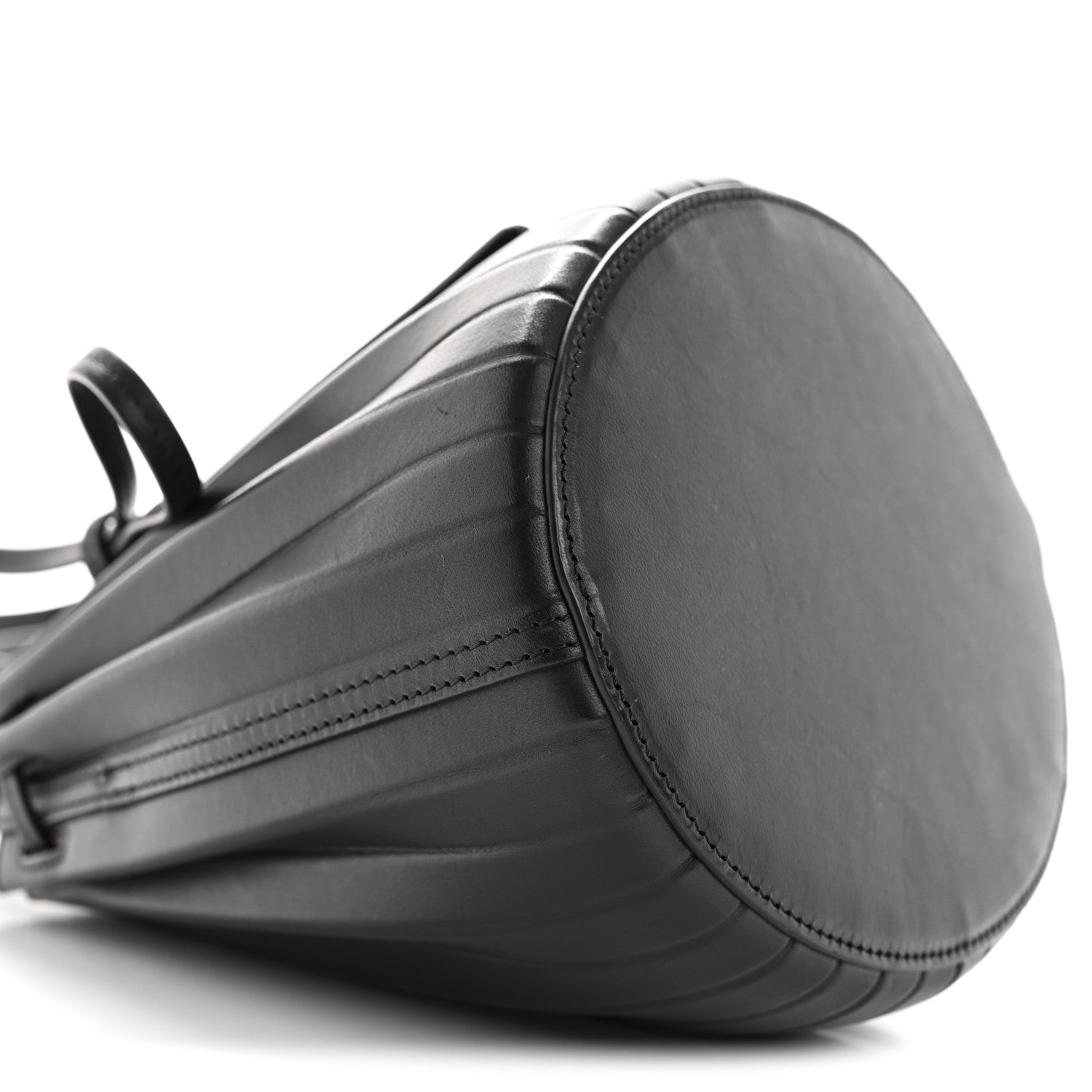 Mansur Gavriel Vegetable Tanned Calfskin Pleated Mini Bucket Bag Black Flamma 9 of 10