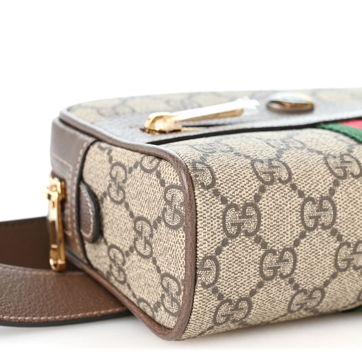 GG Supreme Monogram Web Small Ophidia Belt Bag 85 34 Dark Brown