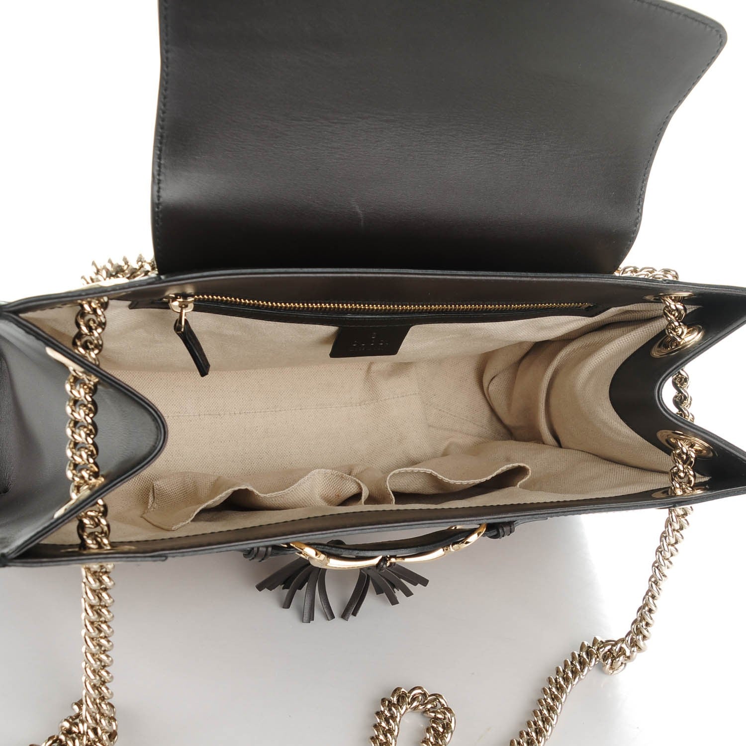 Gucci Monogram Margaux Calfskin Large Emily Chain Shoulder Bag Beige Ebony Cocoa 5 of 7