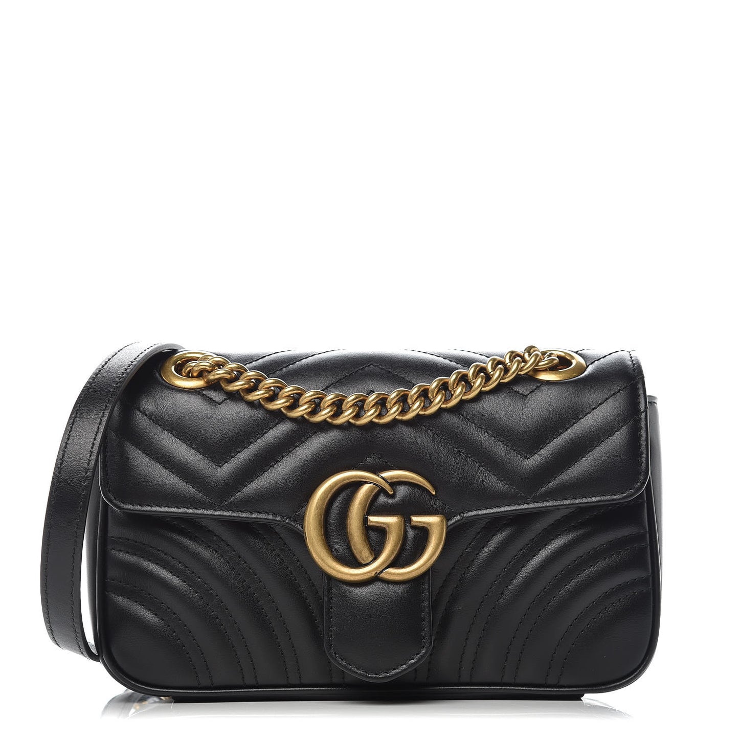 Calfskin Matelasse Mini GG Marmont Shoulder Bag Black
