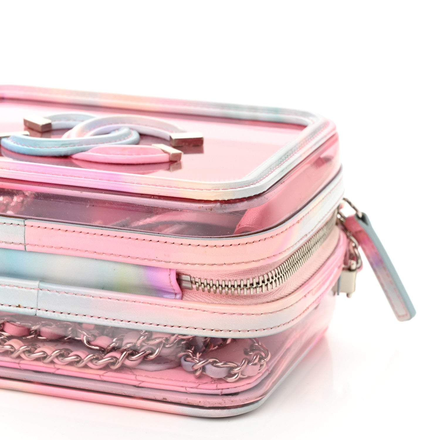 Chanel PVC Patent Calfskin Patent Lambskin Small CC Vanity Case Pink 10 of 10