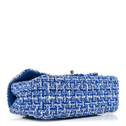 Chanel Tweed Quilted Mini Rectangular Flap Blue White 4 of 11