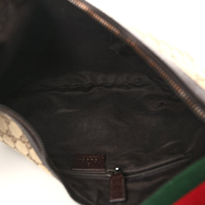 Gucci Monogram Web Medium Half Moon Hobo Dark Brown 5 of 11