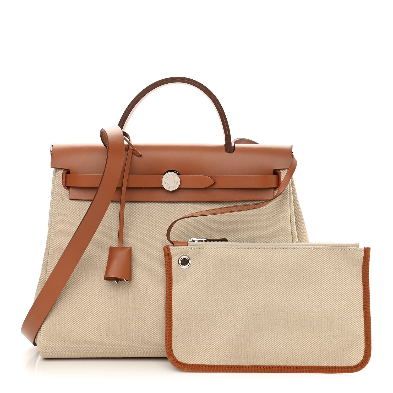 Hermes Vache Hunter Criss Viking Herbag Zip Retourne 31 PM Beton Fauve 1 of 12