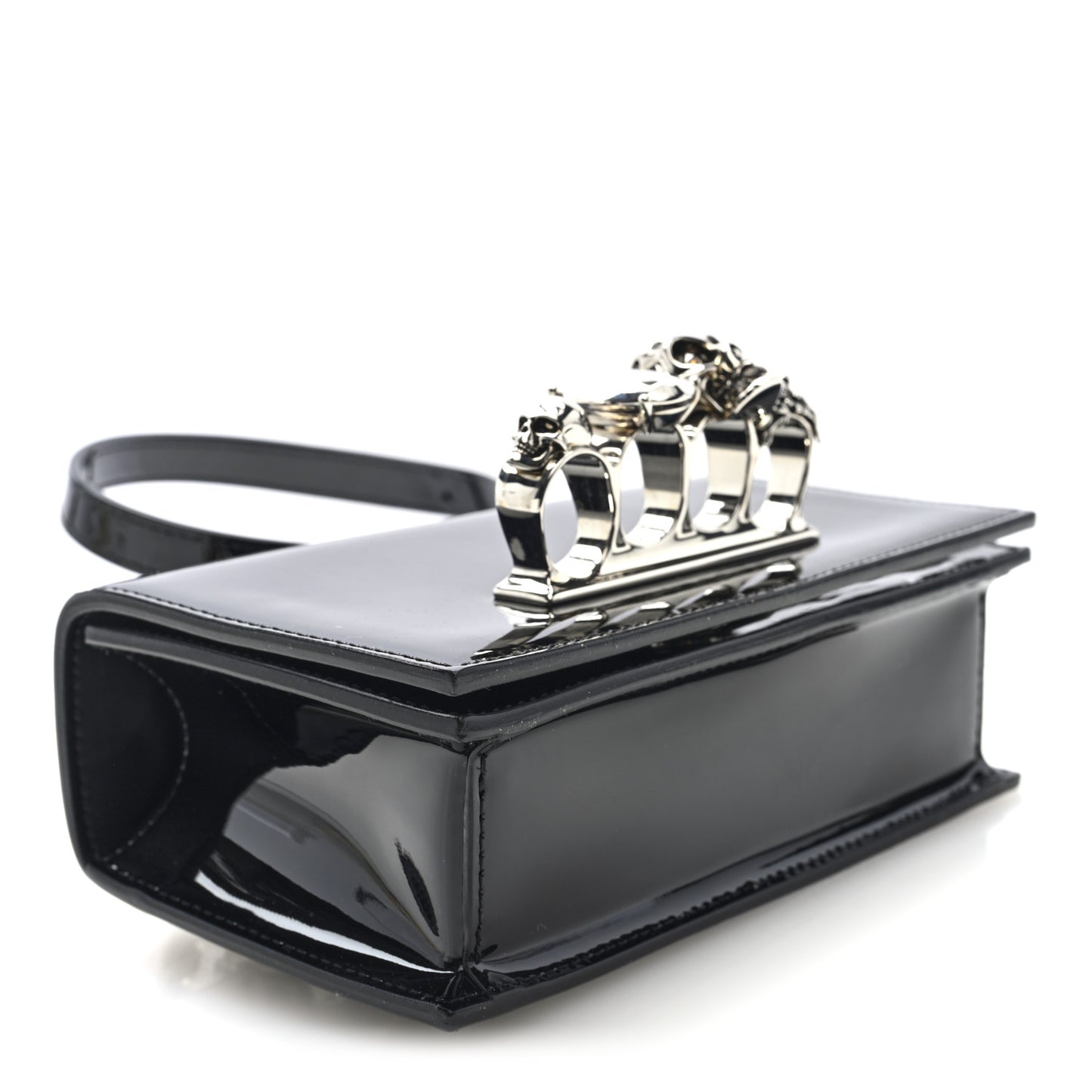 Patent Jeweled Satchel Black