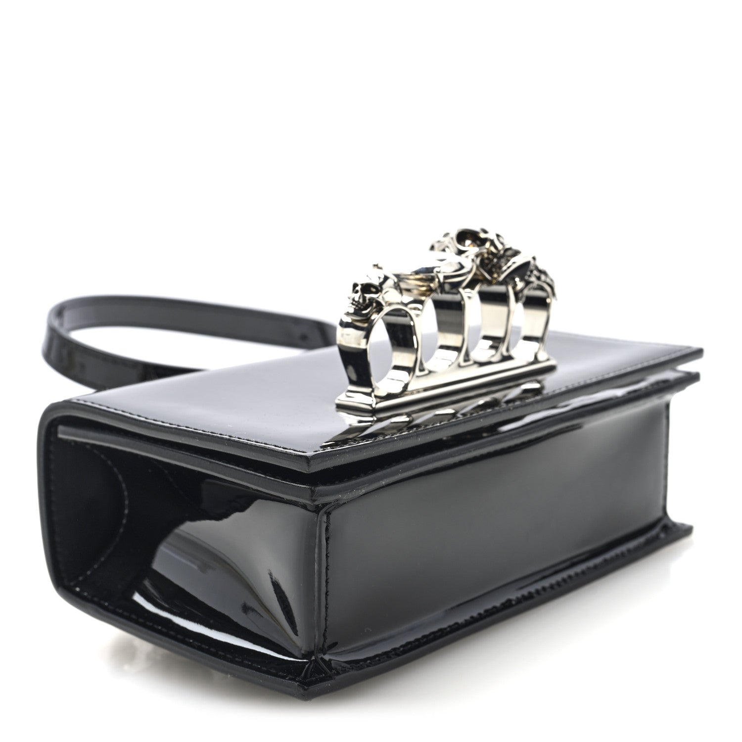 Alexander McQueen Patent Jeweled Satchel Black 4 of 10
