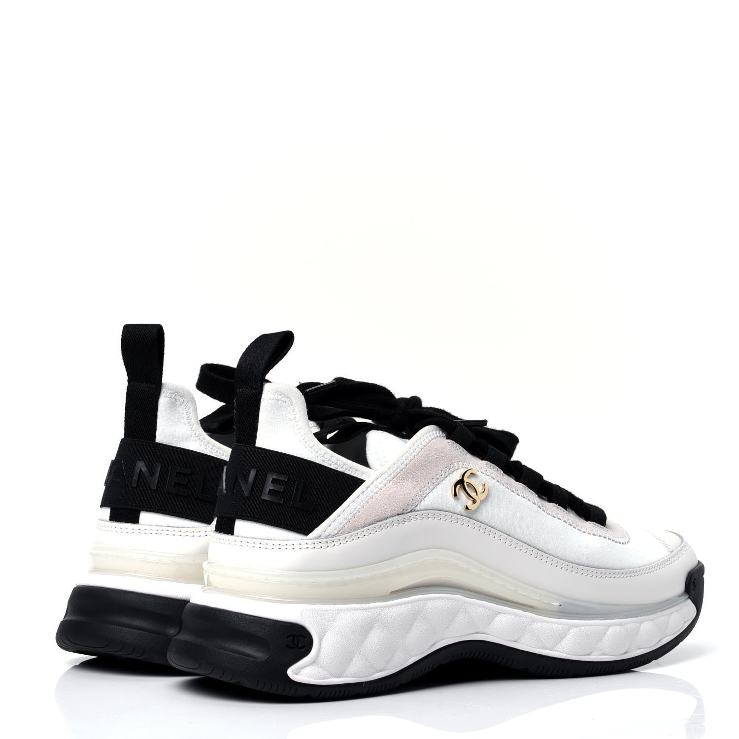 Chanel Velvet Calfskin Mixed Fibers CC Sneakers 36 Ivory 3 of 11