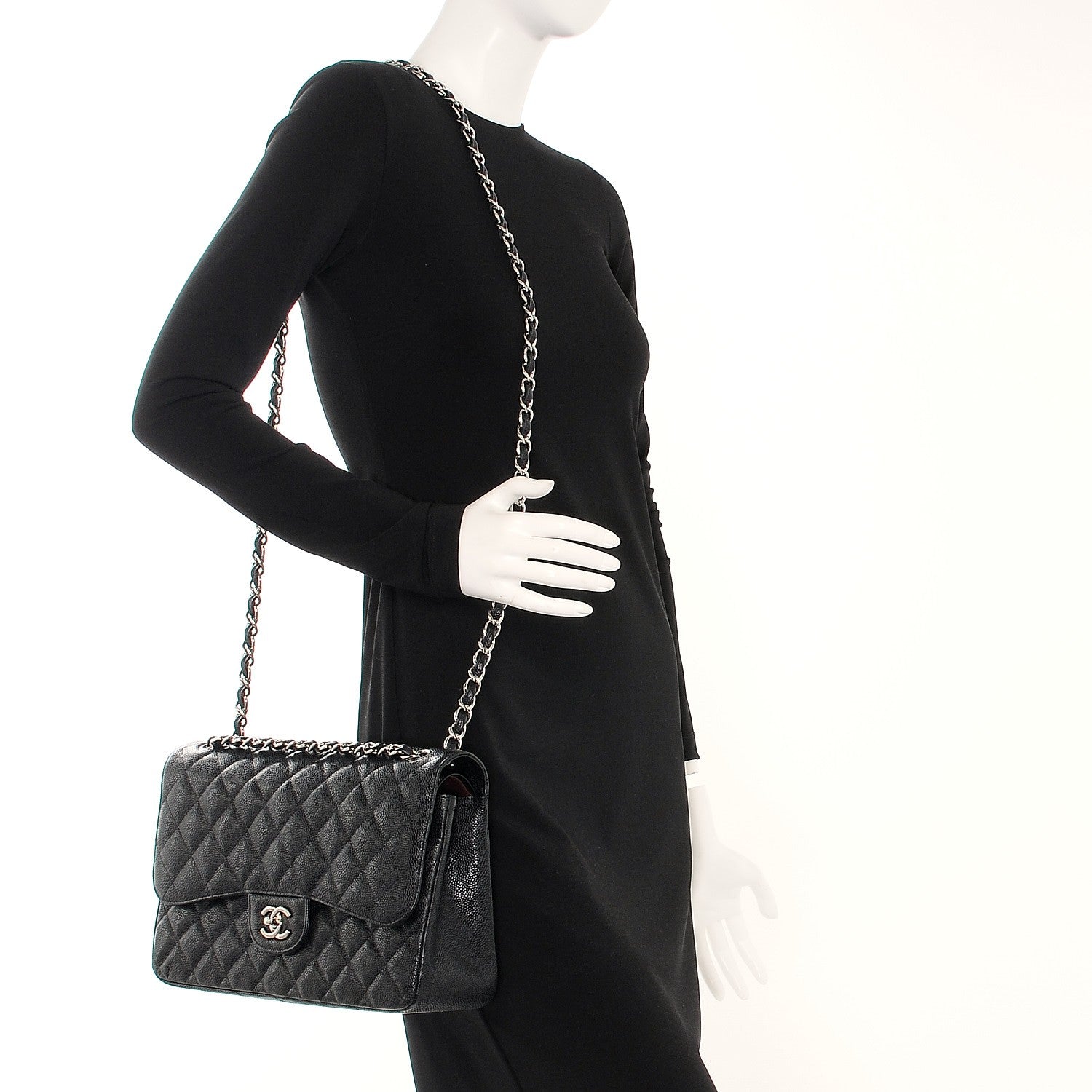 Chanel Caviar Quilted Jumbo Double Flap Black 2 of 8