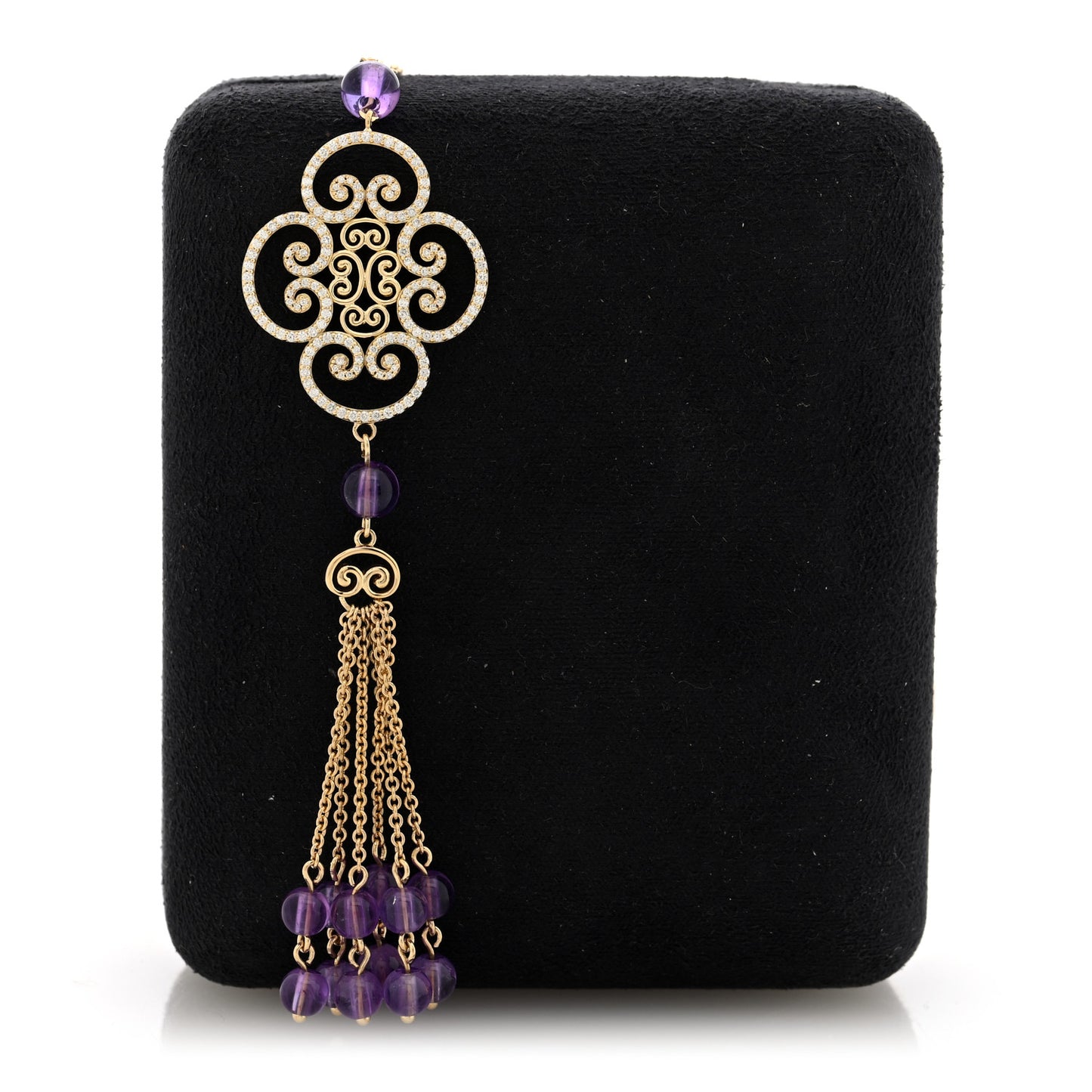 18K Yellow Gold Diamond Amethyst Paloma Picasso Goldoni Tassel Pendant Necklace
